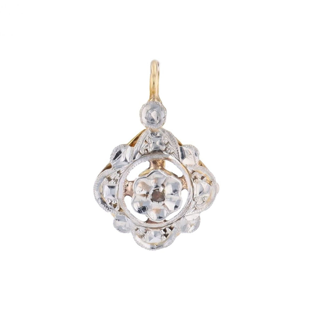 Mono boucle d'oreilles Dormeuse en or blanc, or jaune et diamants