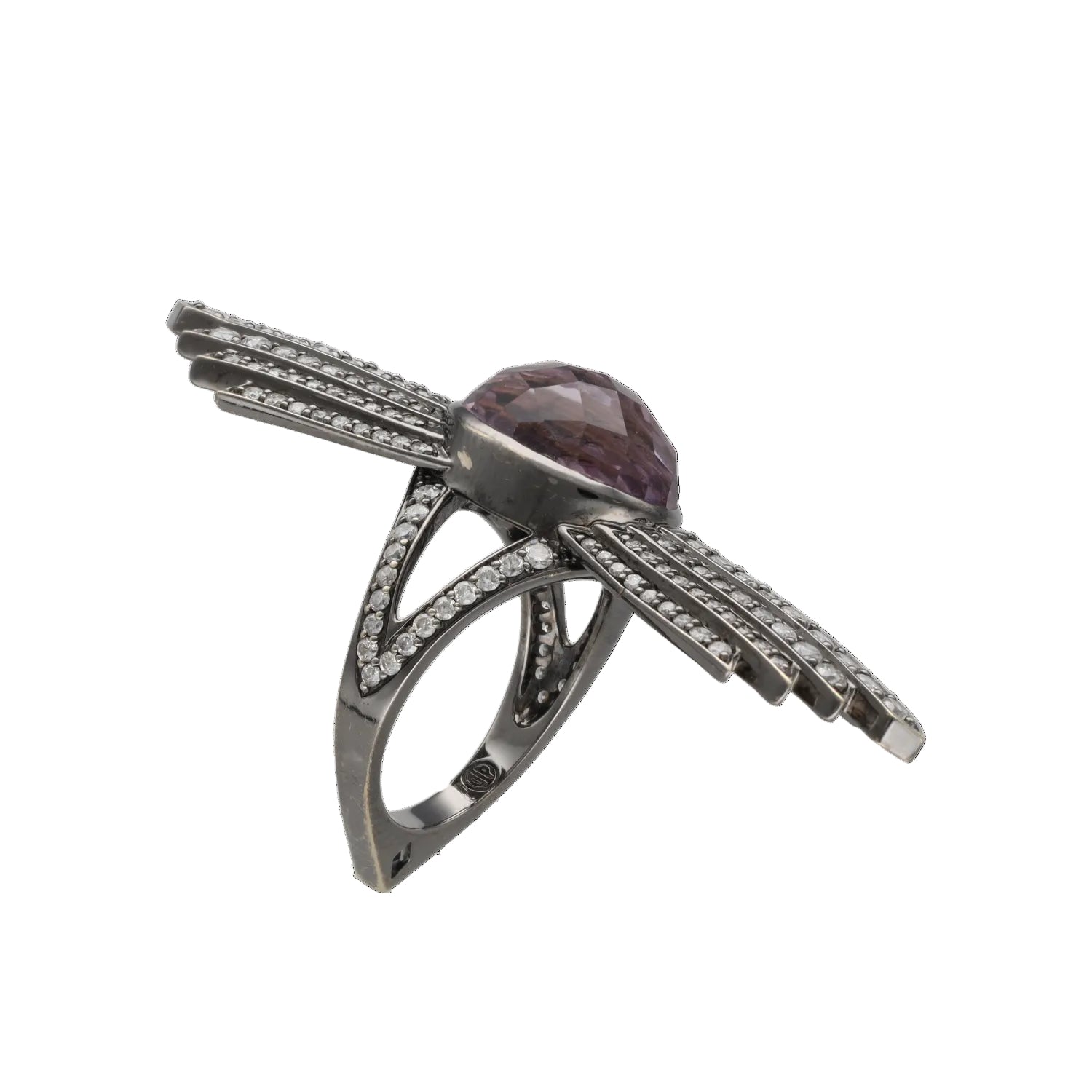 Bague Cocktail en or blanc, améthyste et diamants