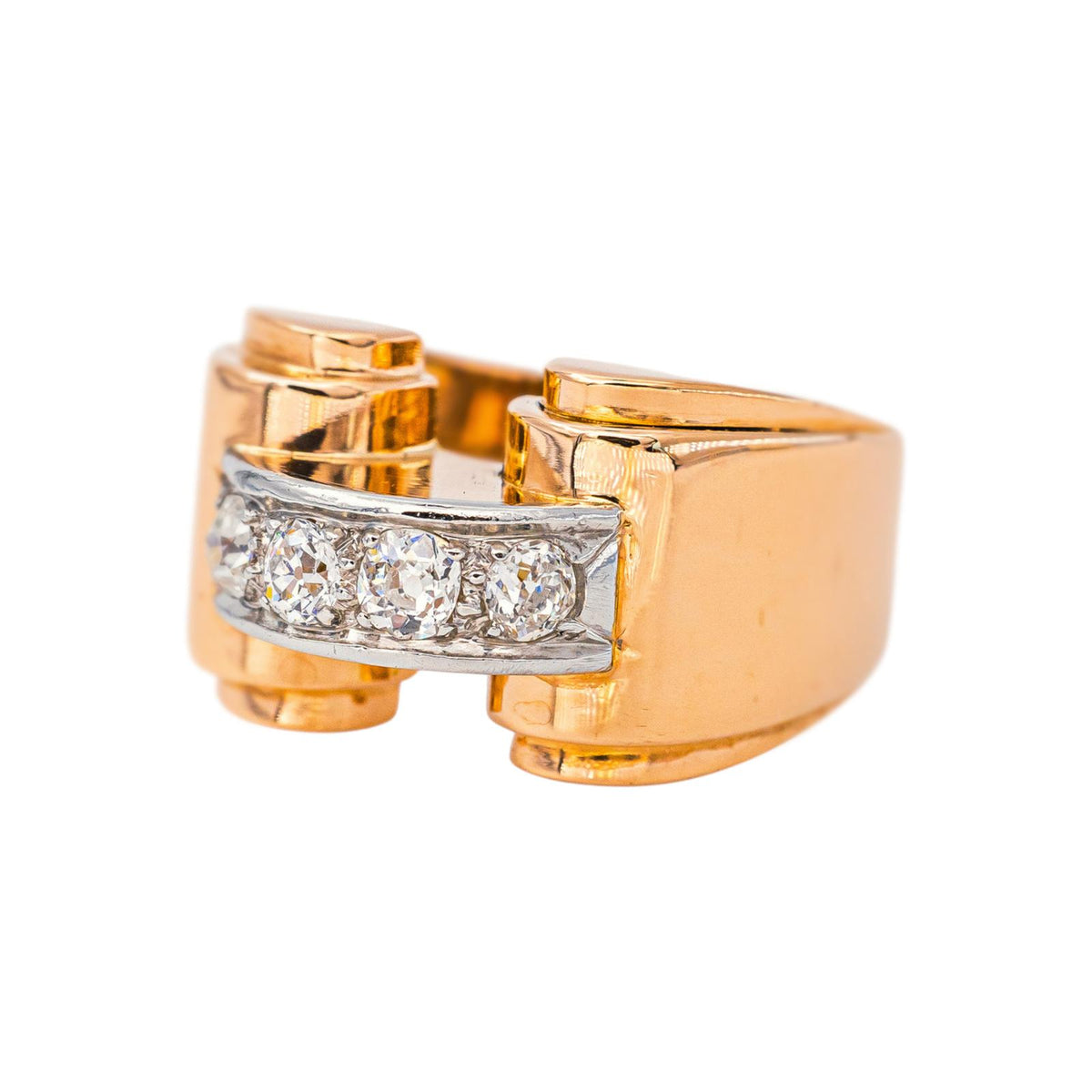 Bague Tank Or jaune Diamant