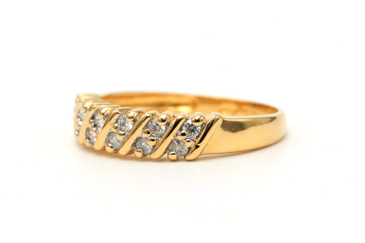 Bague Bandeau en or jaune et diamants
