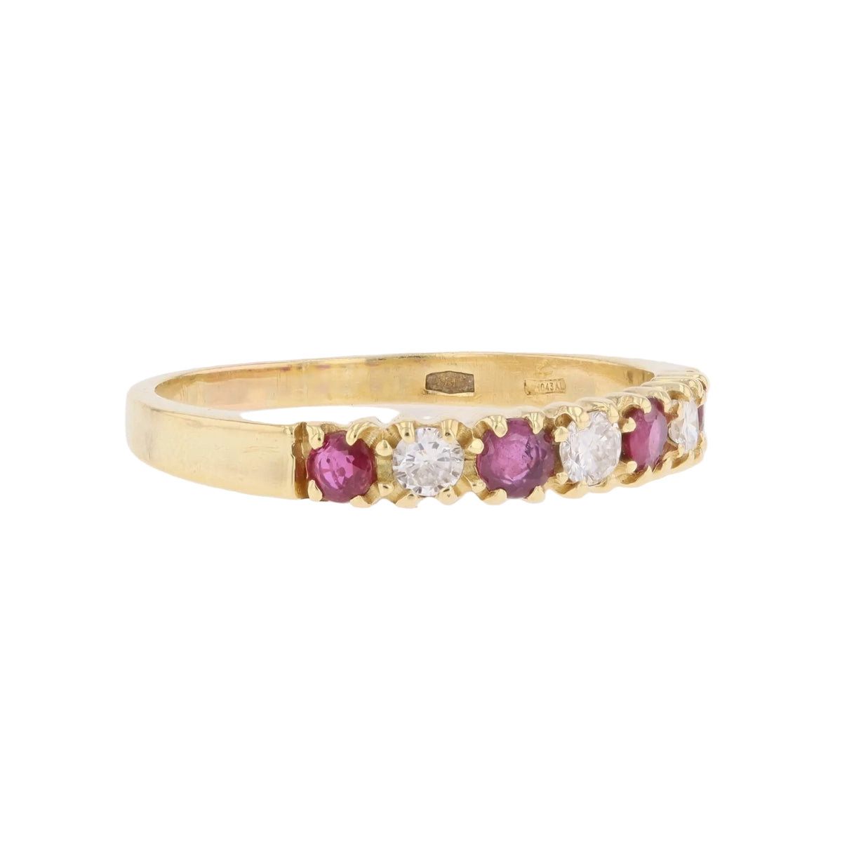 Bague Alliance en or jaune, rubis et diamants