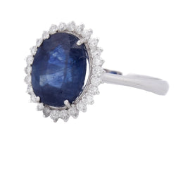 Bague Entourage en or blanc, saphir et diamants