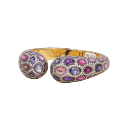 Bracelet Jonc ANDRÉ MARCHA en or jaune, argent, saphirs et diamants