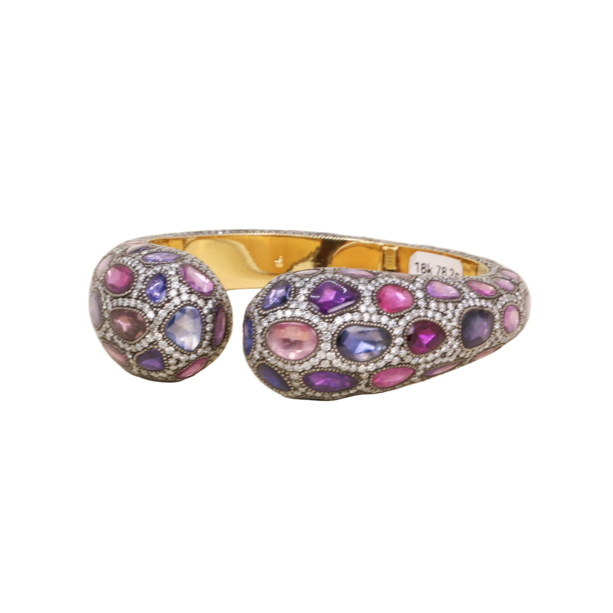 Bracelet Jonc ANDRÉ MARCHA en or jaune, argent, saphirs et diamants