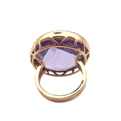 Bague Cocktail en or blanc, or rose, améthyste et diamants