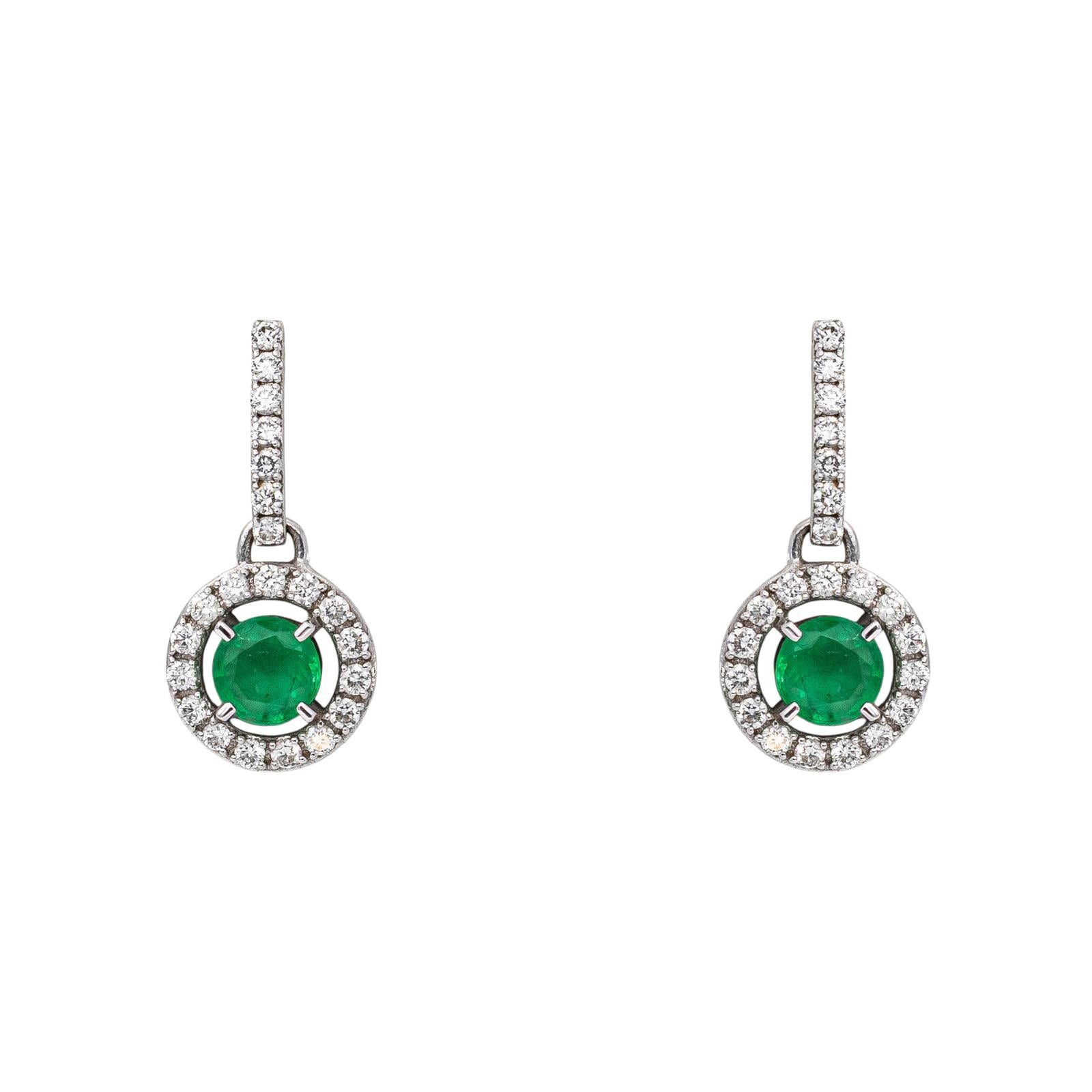 Boucles d'oreilles Pendantes Or blanc Emeraude