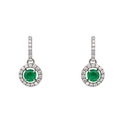 Boucles d'oreilles Pendantes Or blanc Emeraude