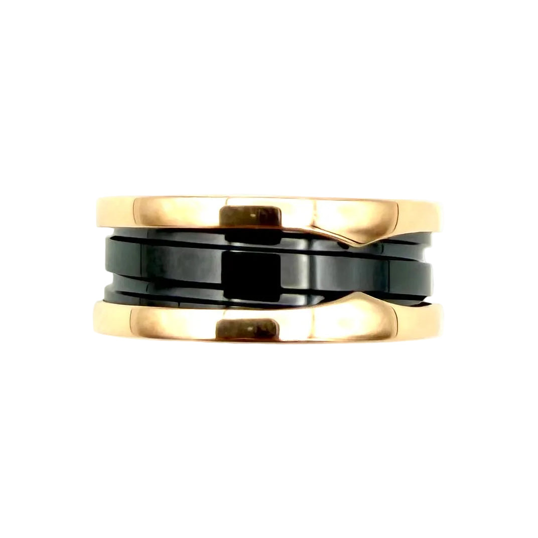 Bague Bandeau BULGARI "B.Zéro1" en or rose et céramique