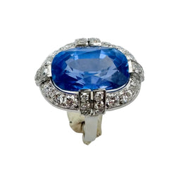 Bague Entourage en platine, saphir et diamants