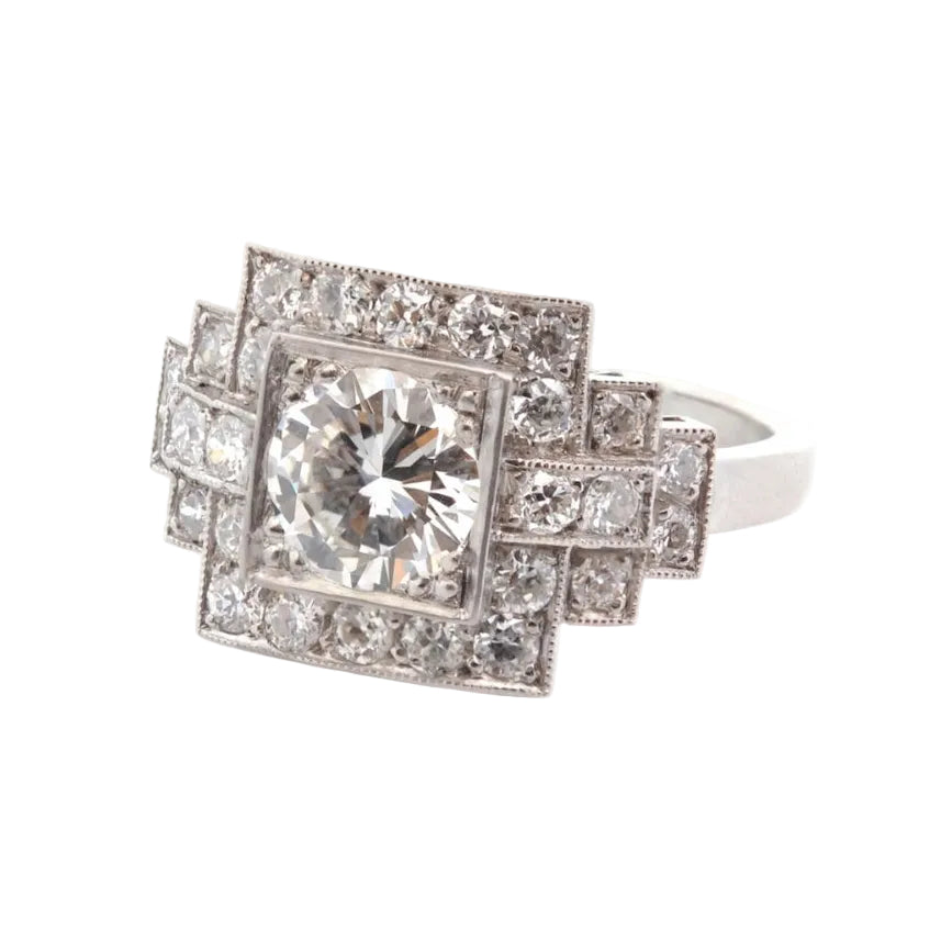 Bague Entourage en platine et diamants