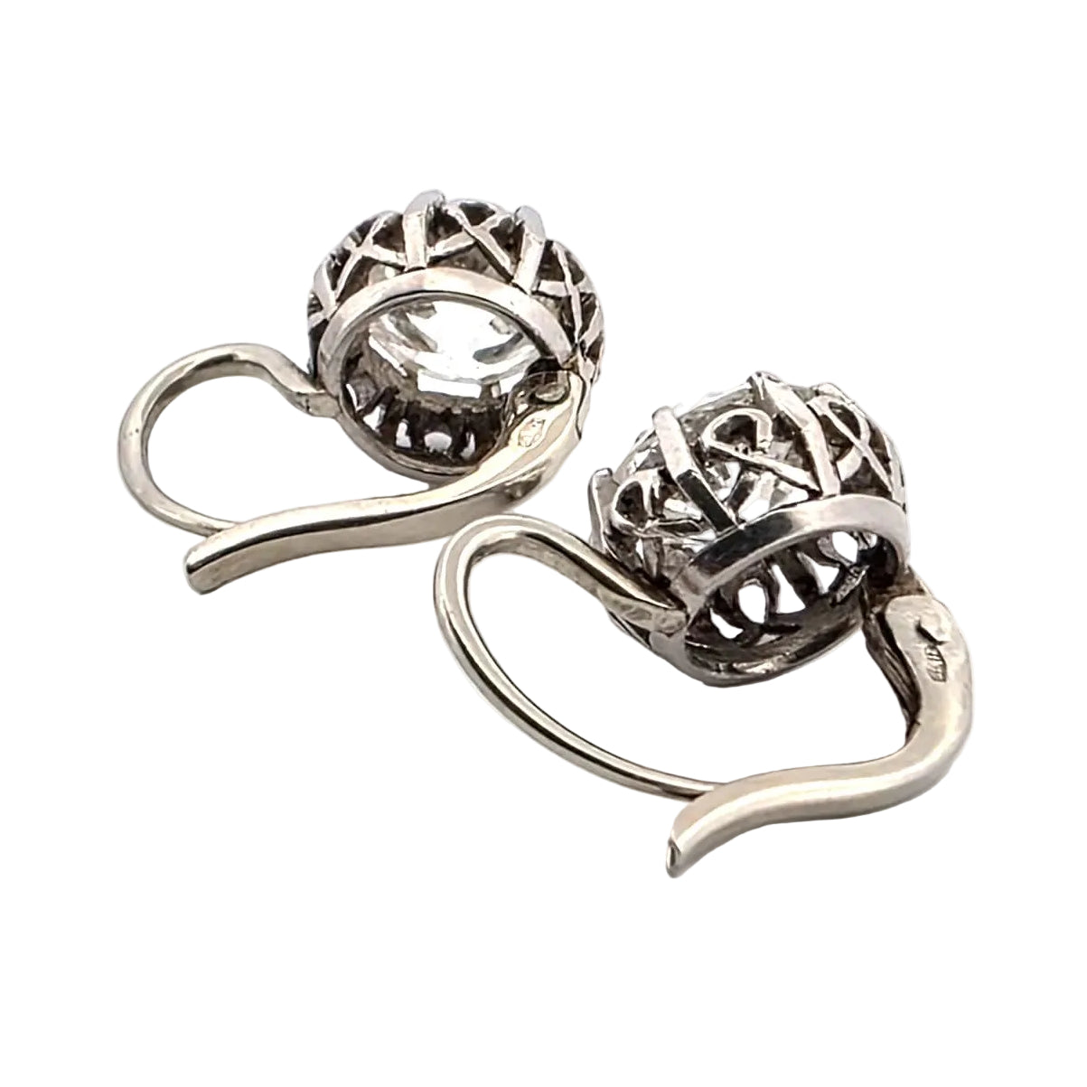 Boucles d'oreilles Dormeuses en or blanc et diamants