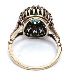 Bague en or jaune, émeraude et diamants