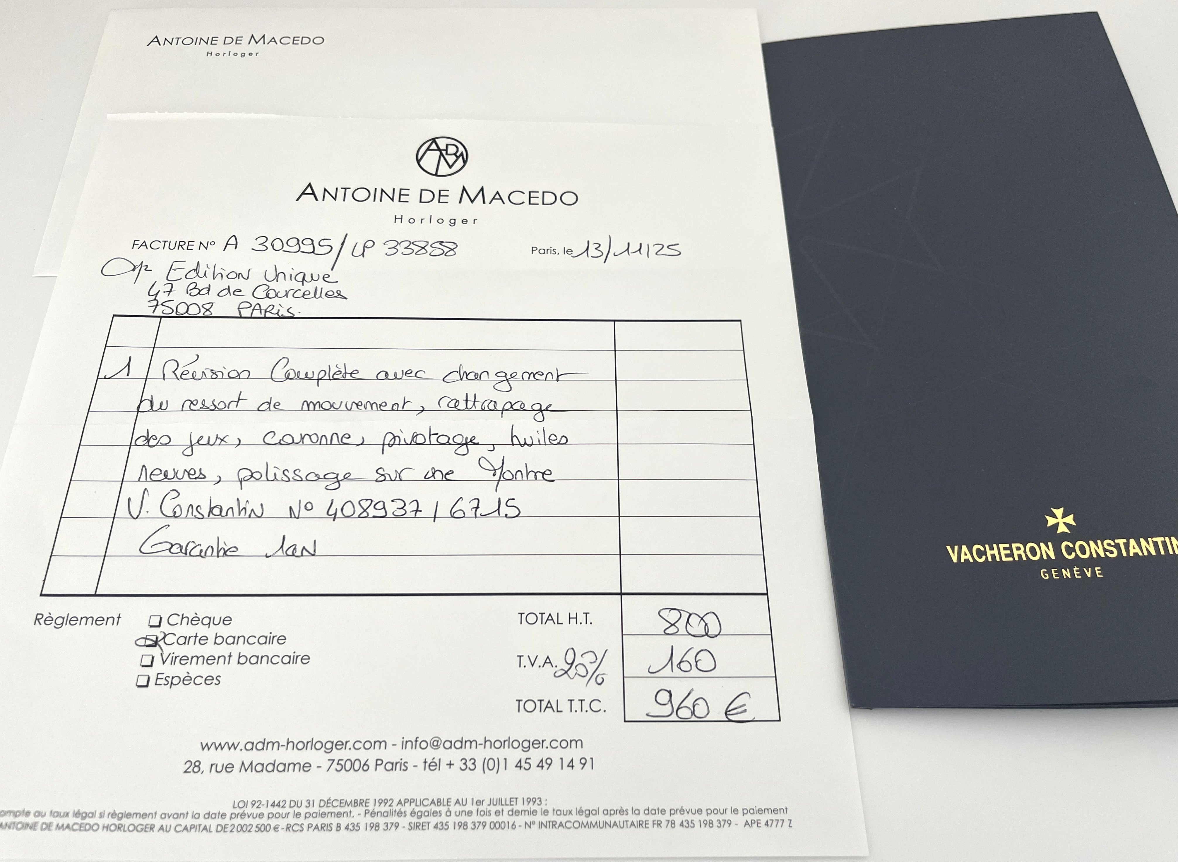 Vacheron Constantin Extra-Plate H/F Or 18 carats, équipée du mythique calibre 1003