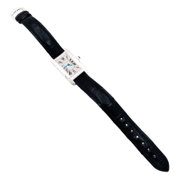 Montre Cartier, "Tank Américaine", acier, cuir.