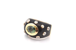 Bague Dôme en or jaune, onyx, saphir et diamants