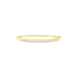 Bracelet jonc en or jaune et diamants.