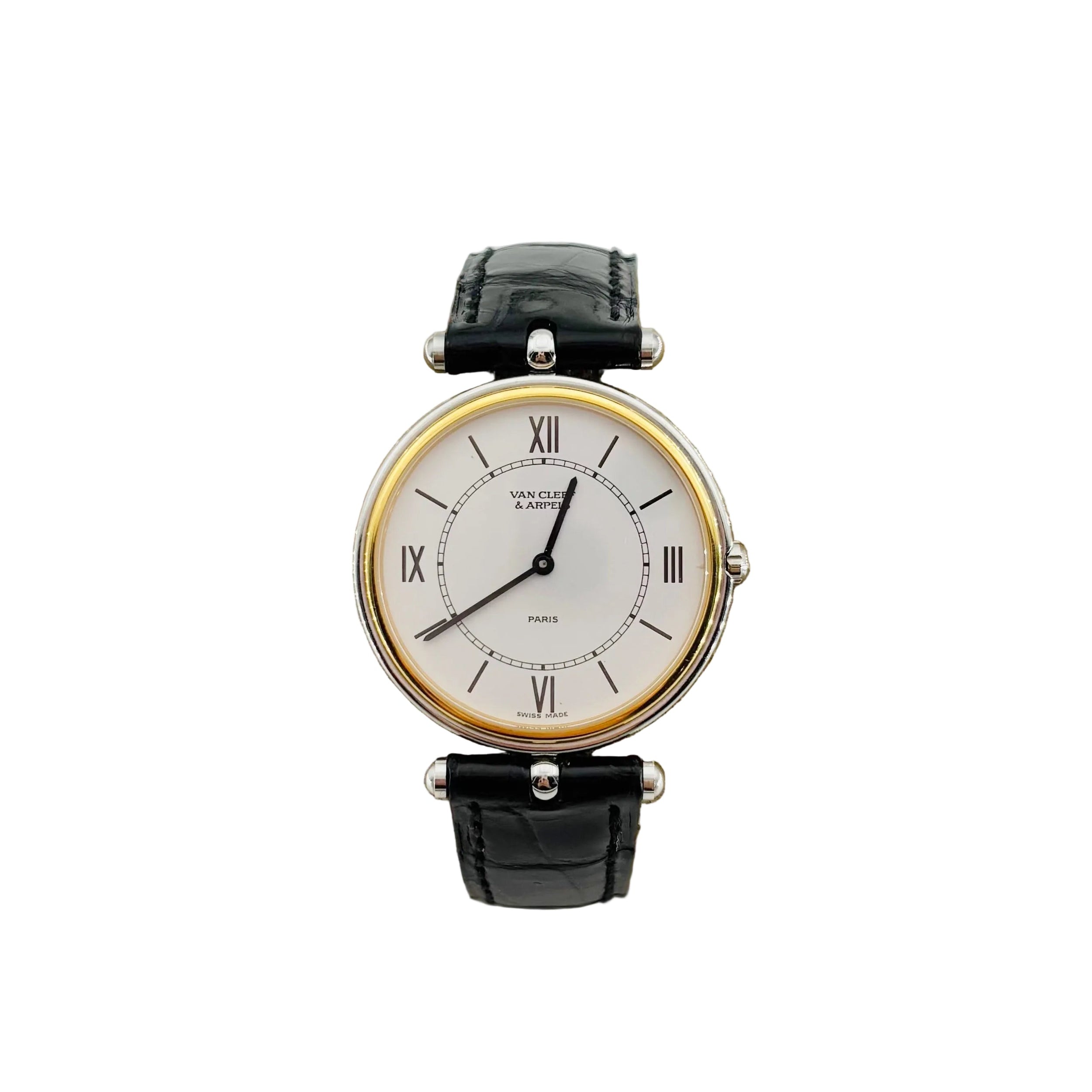 Montre VAN CLEEF & ARPELS "La Collection" en or jaune, acier et cuir