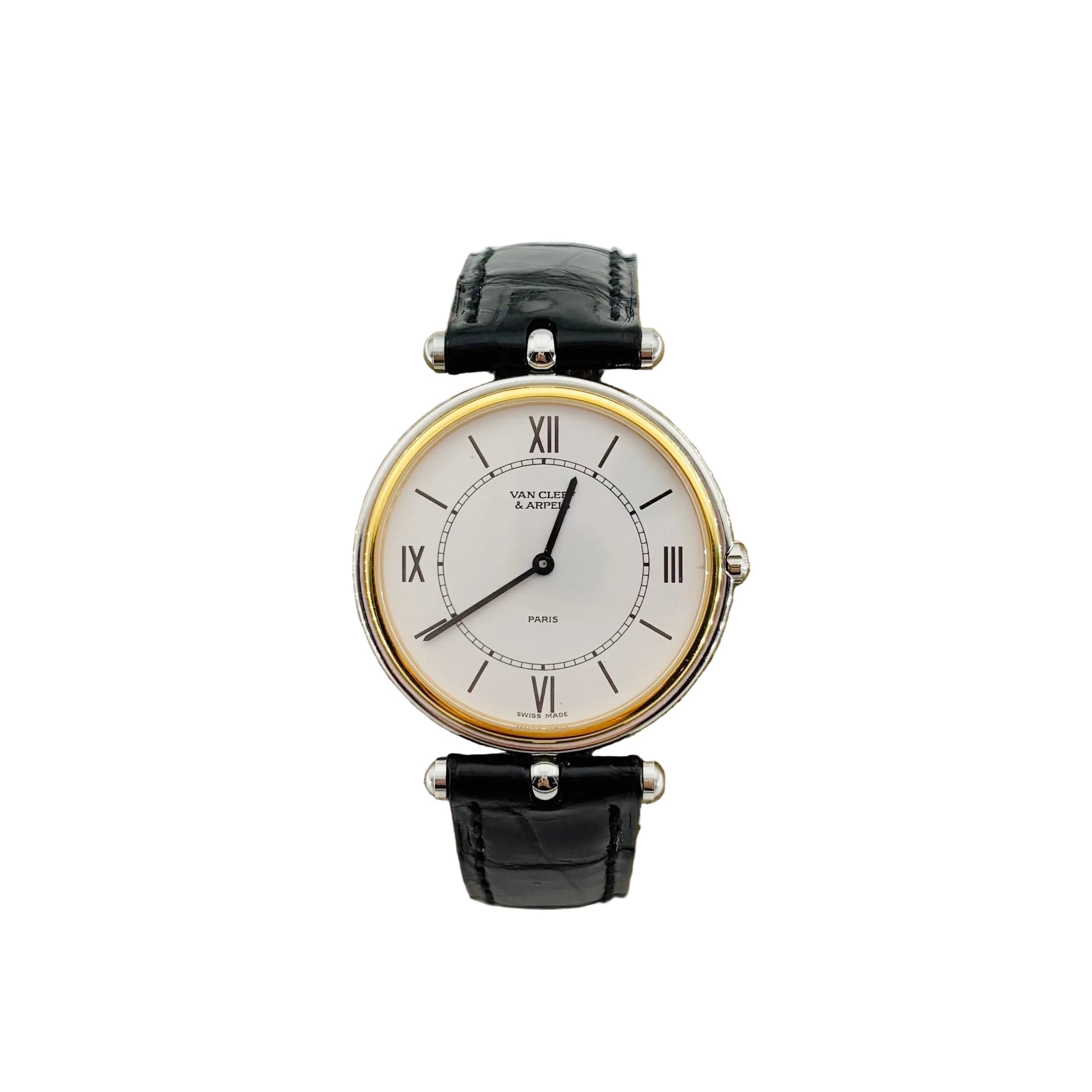 Montre VAN CLEEF & ARPELS "La Collection" en or jaune, acier et cuir