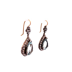 Boucles d'oreilles Pendantes en or jaune, argent, aigues-marines et diamants