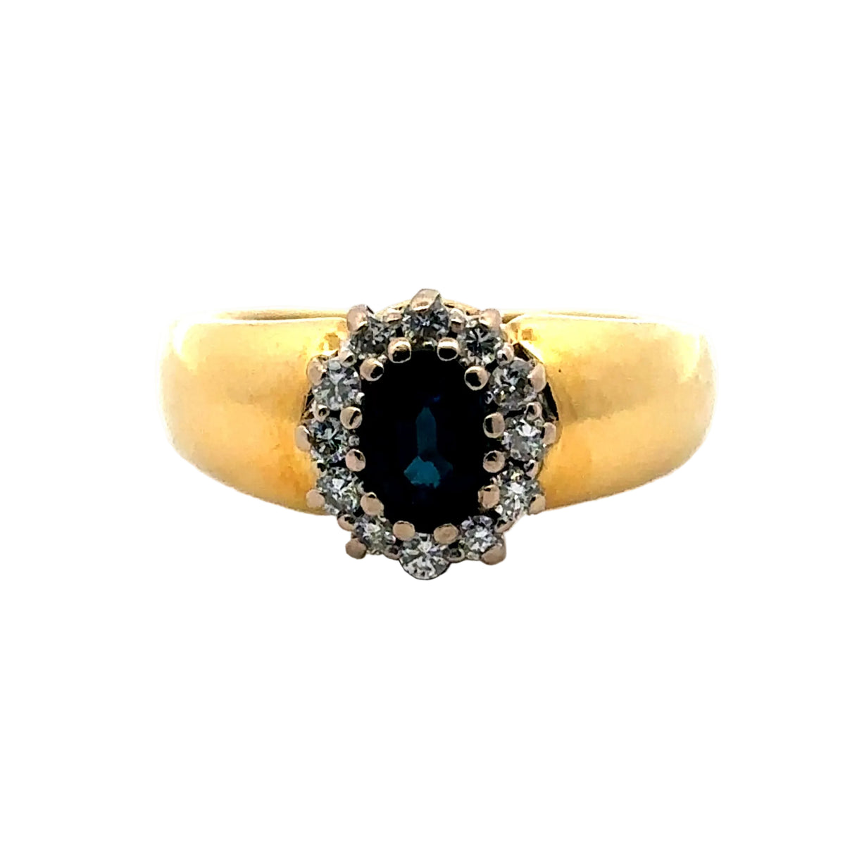 Bague Cocktail en or jaune, saphir et diamants