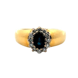 Bague Cocktail en or jaune, saphir et diamants