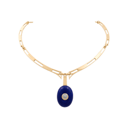 Collier Pendentif en or jaune, lapis-lazuli et diamant