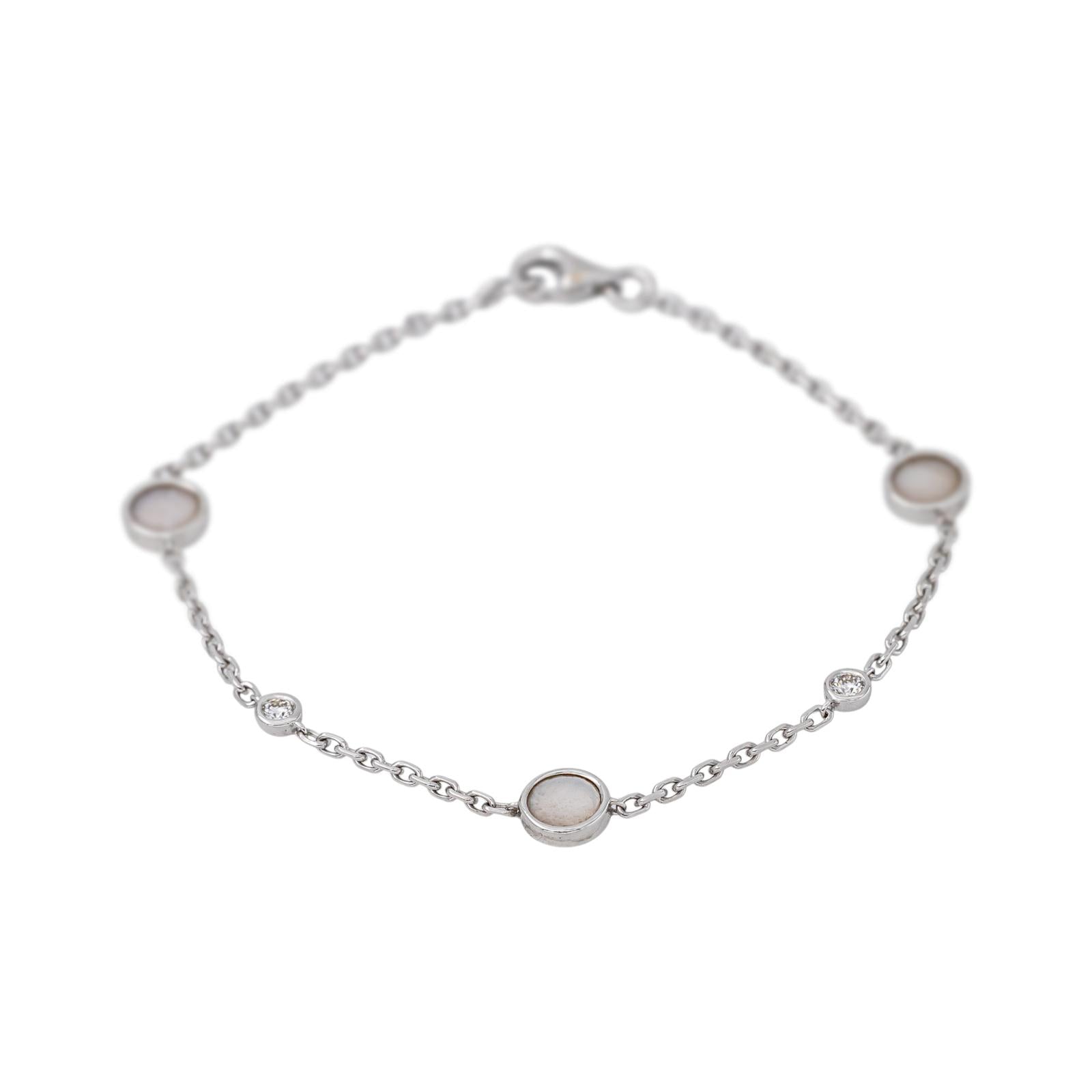 Bracelet Maille forçat Or blanc Nacre
