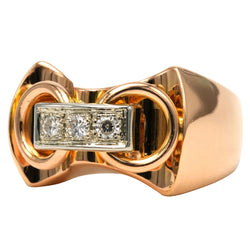 Bague Tank en or jaune et diamants