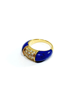 Bague Jonc en or jaune, lapis-lazuli et diamants