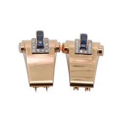Clips BOUCHERON en or jaune, saphirs et diamants