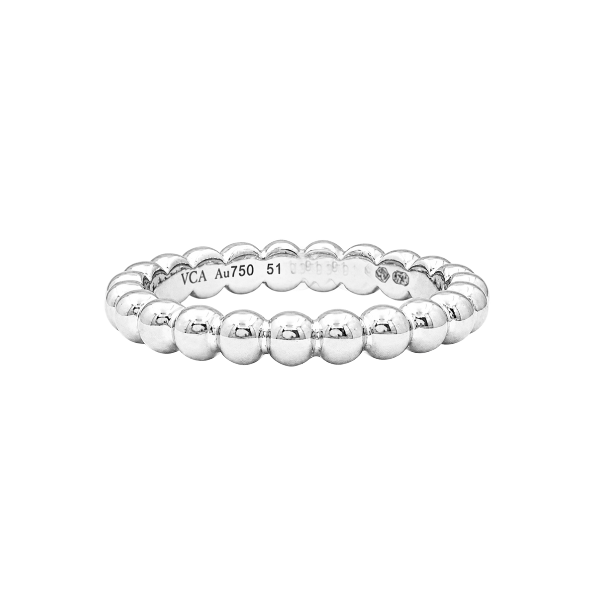 Bague Alliance VAN CLEEF & ARPELS "Perlée" MM en or blanc