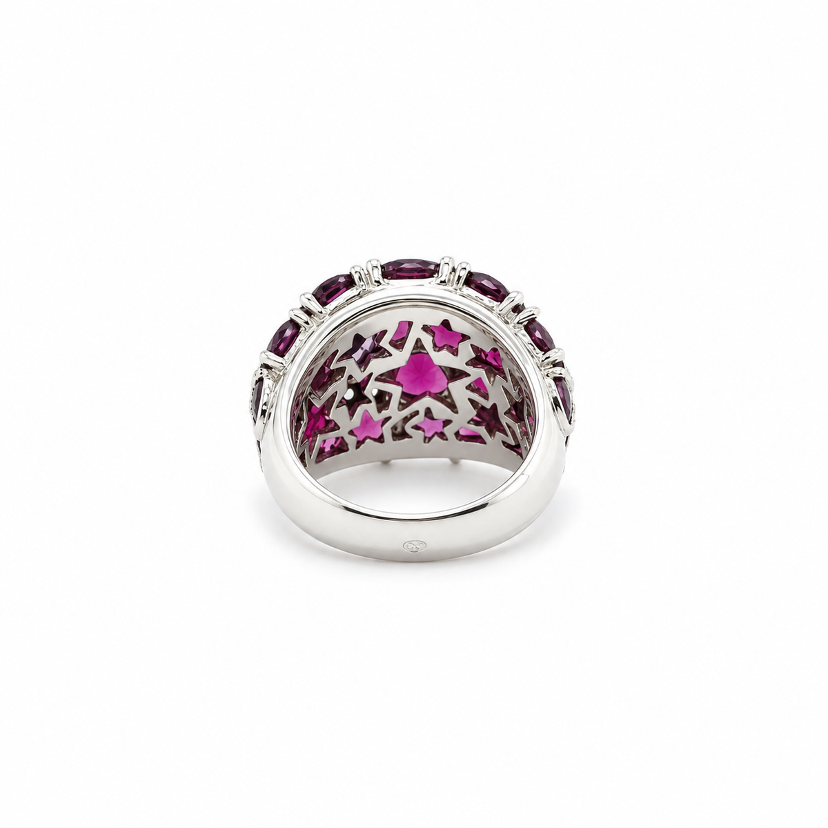 Bague Dôme en or blanc, tourmalines et diamants