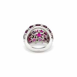 Bague Dôme en or blanc, tourmalines et diamants