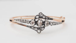 Bracelet Jonc en or rose, argent et diamants