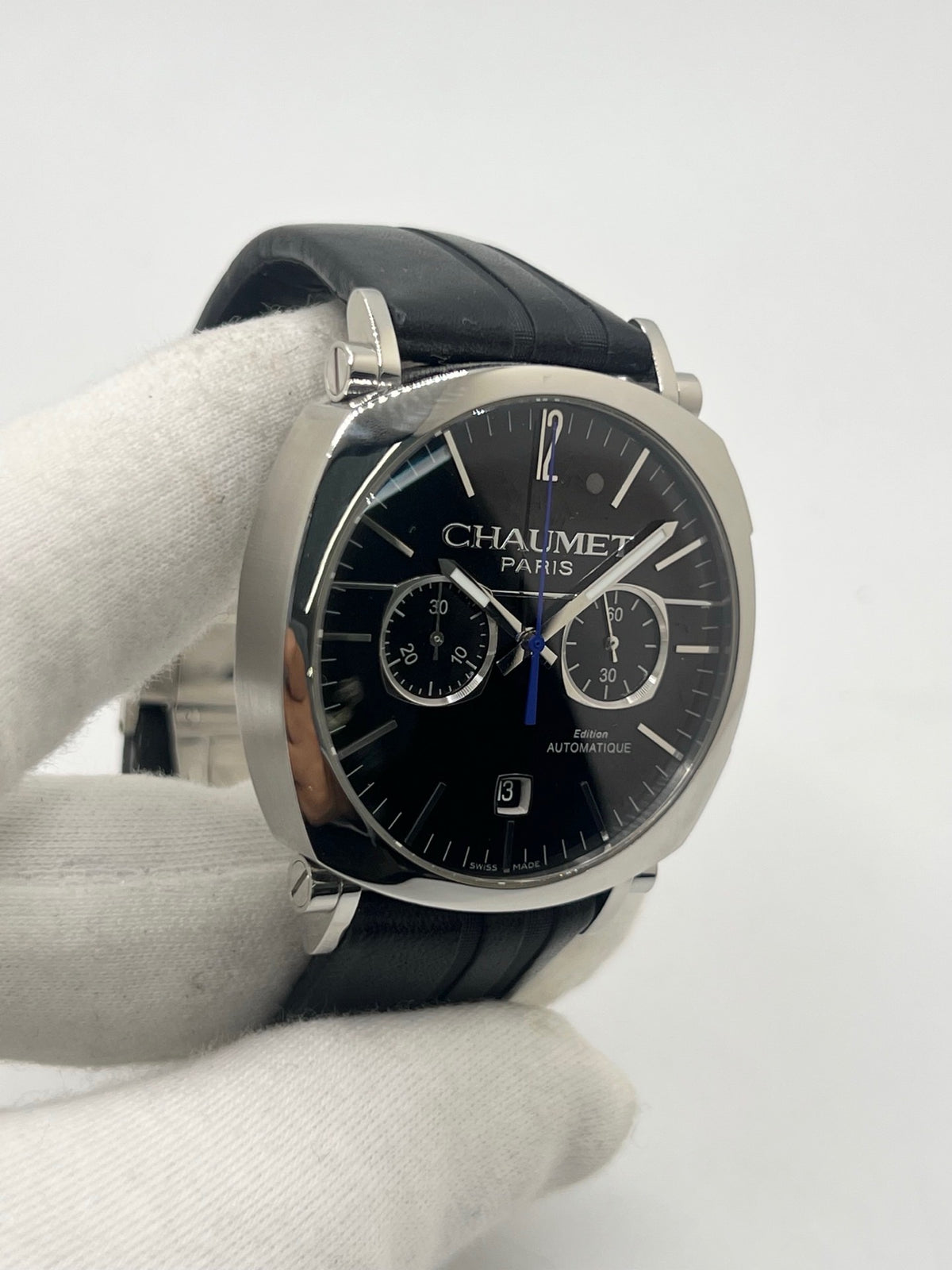 Montre CHAUMET "Dandy" en acier et cuir