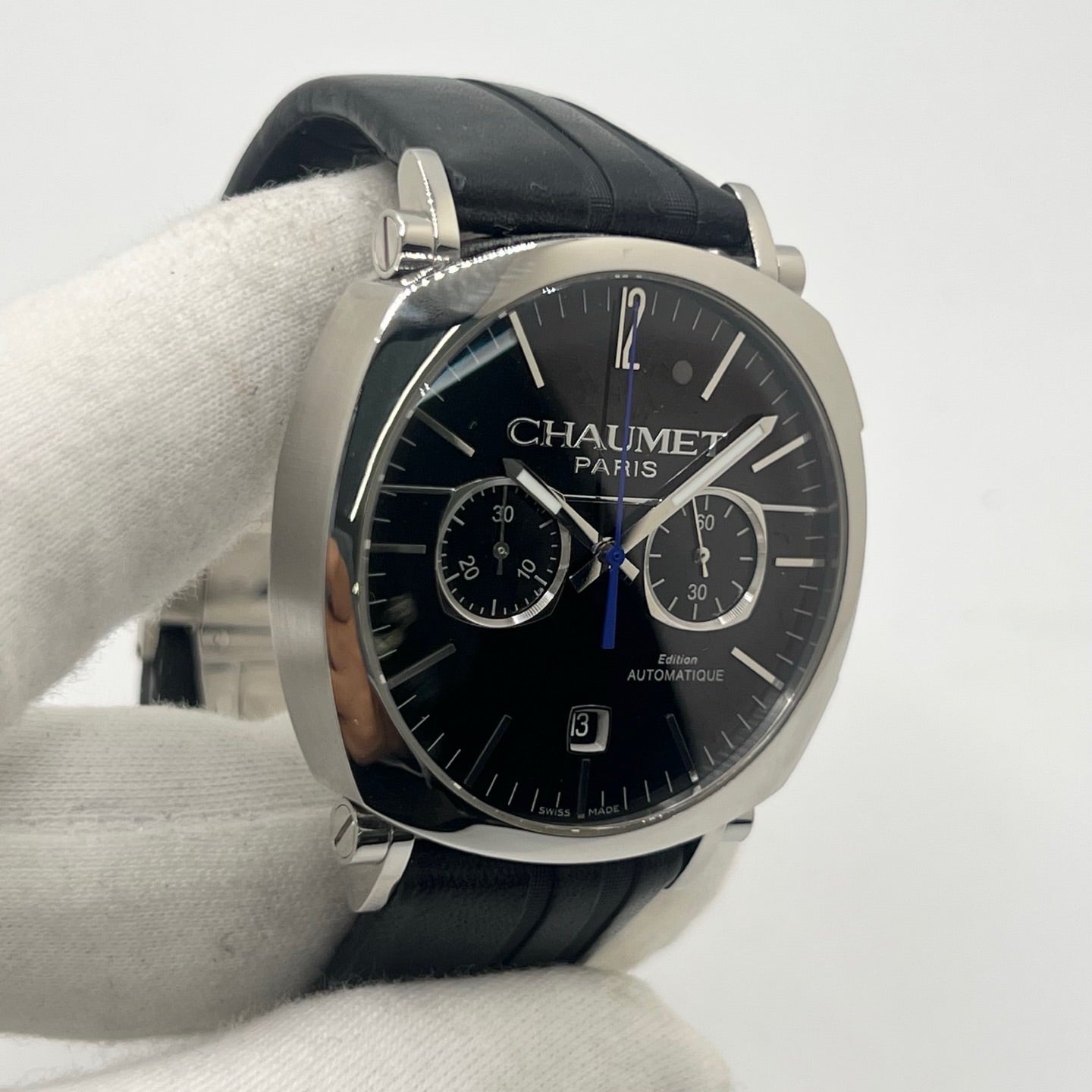 Montre CHAUMET "Dandy" en acier et cuir