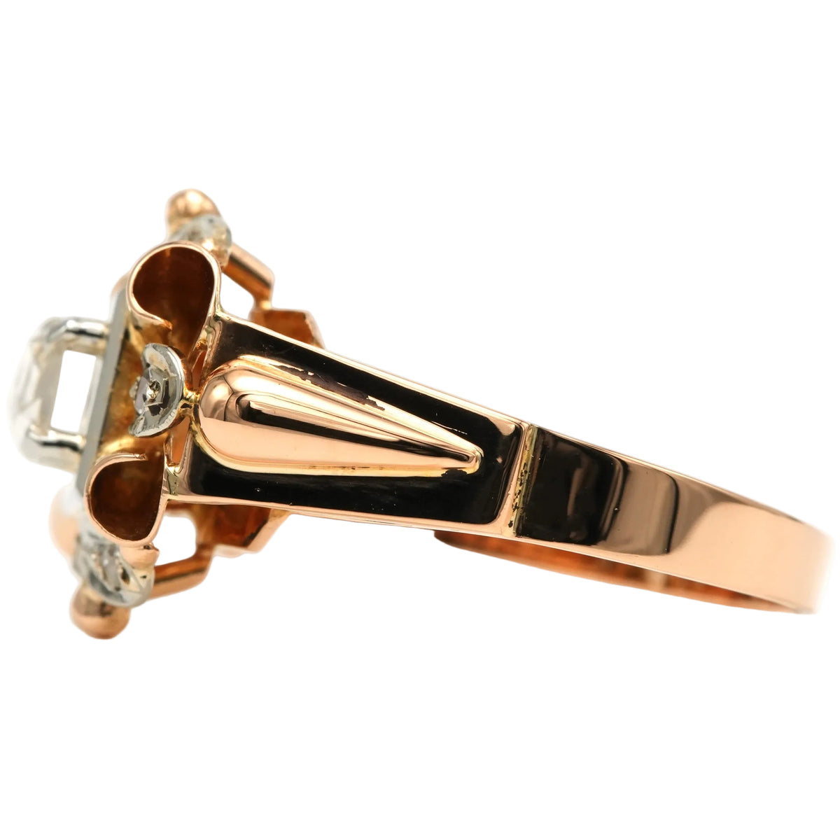 Bague Tank en or blanc, or jaune et diamants