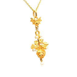 Pendentif en or jaune et perles