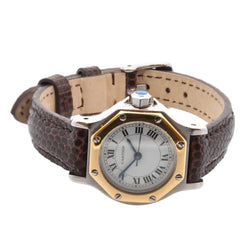 Montre CARTIER "Santos" en or jaune, acier et cuir