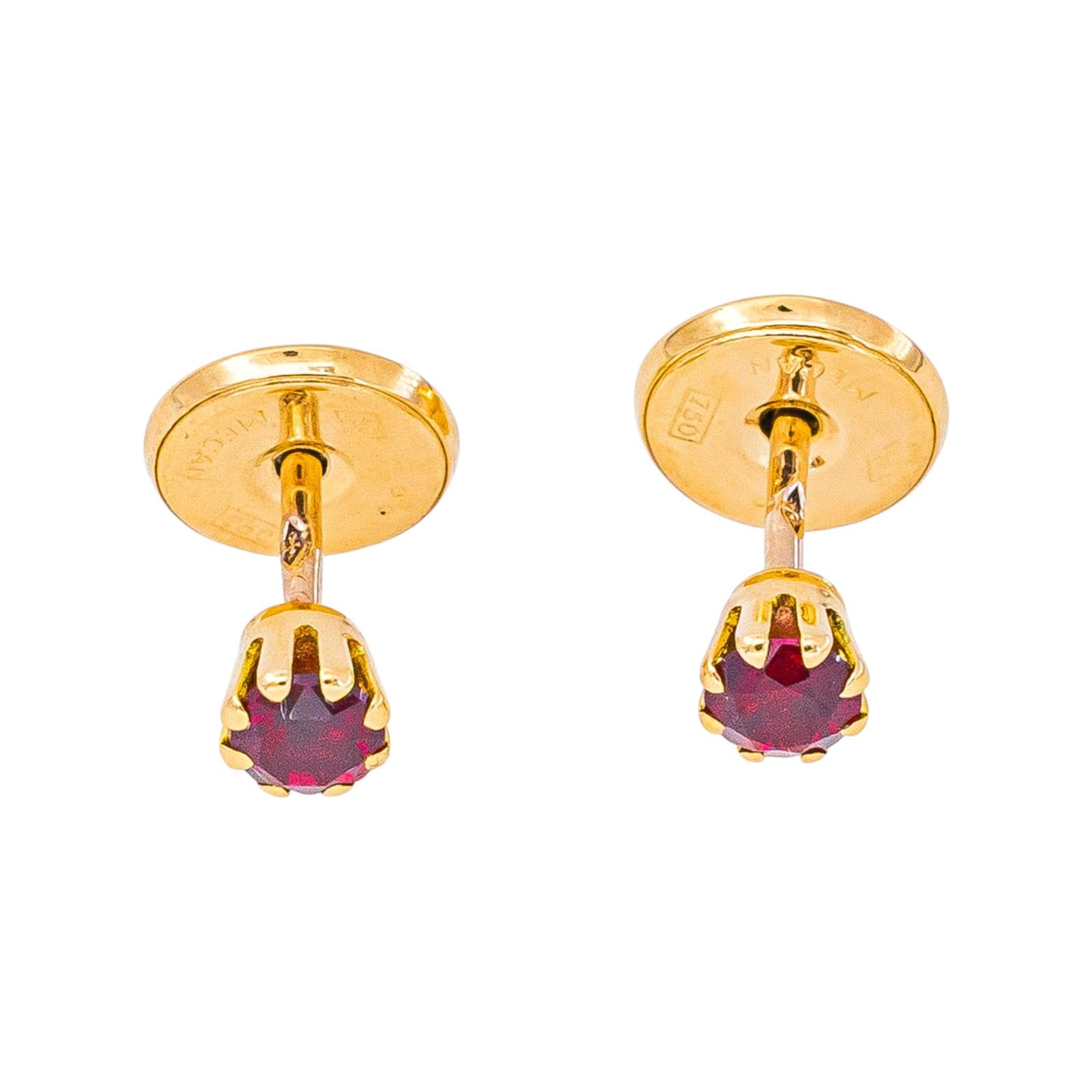 Boucles d'oreilles Puces  Or jaune  Rubis