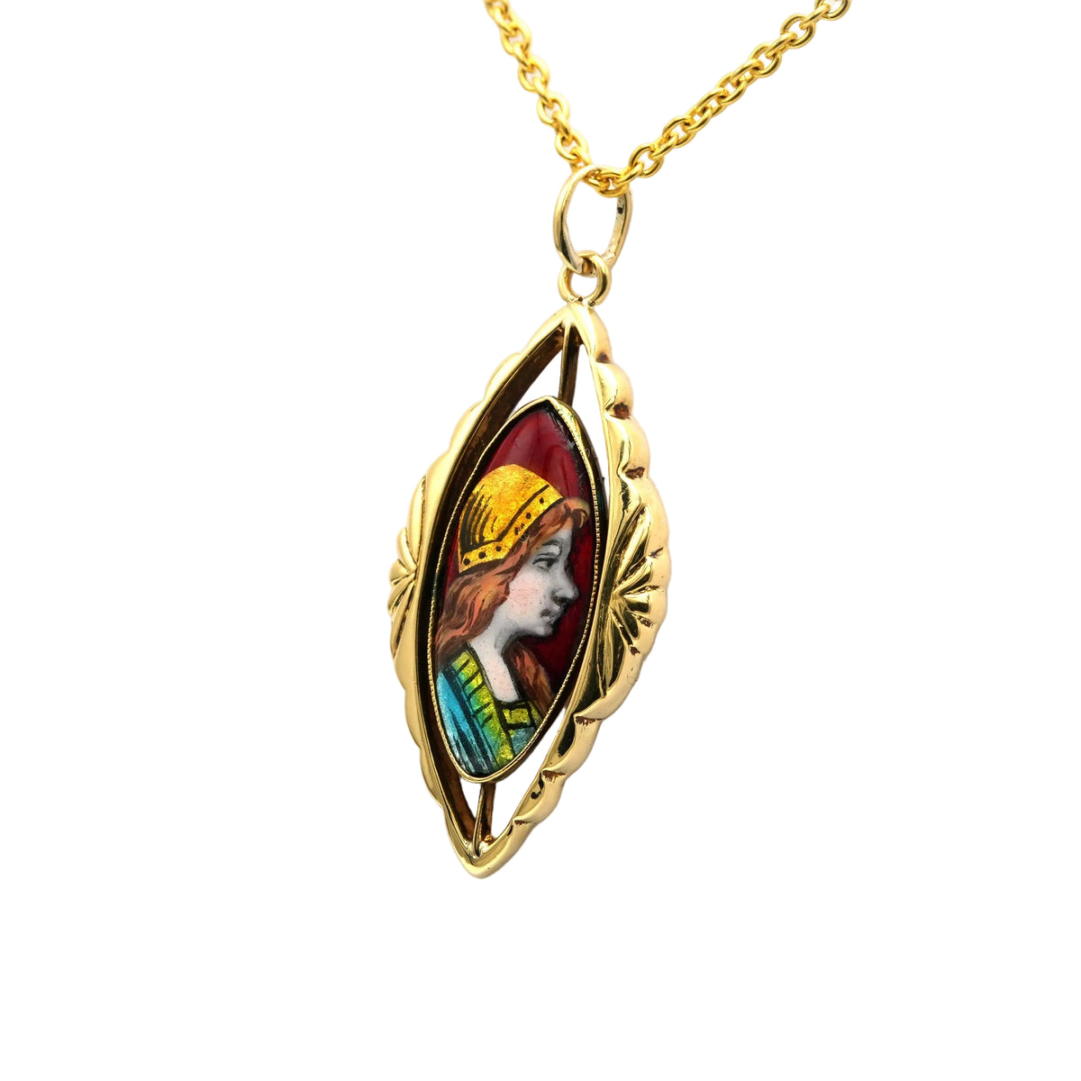 Pendentif en or jaune et émail