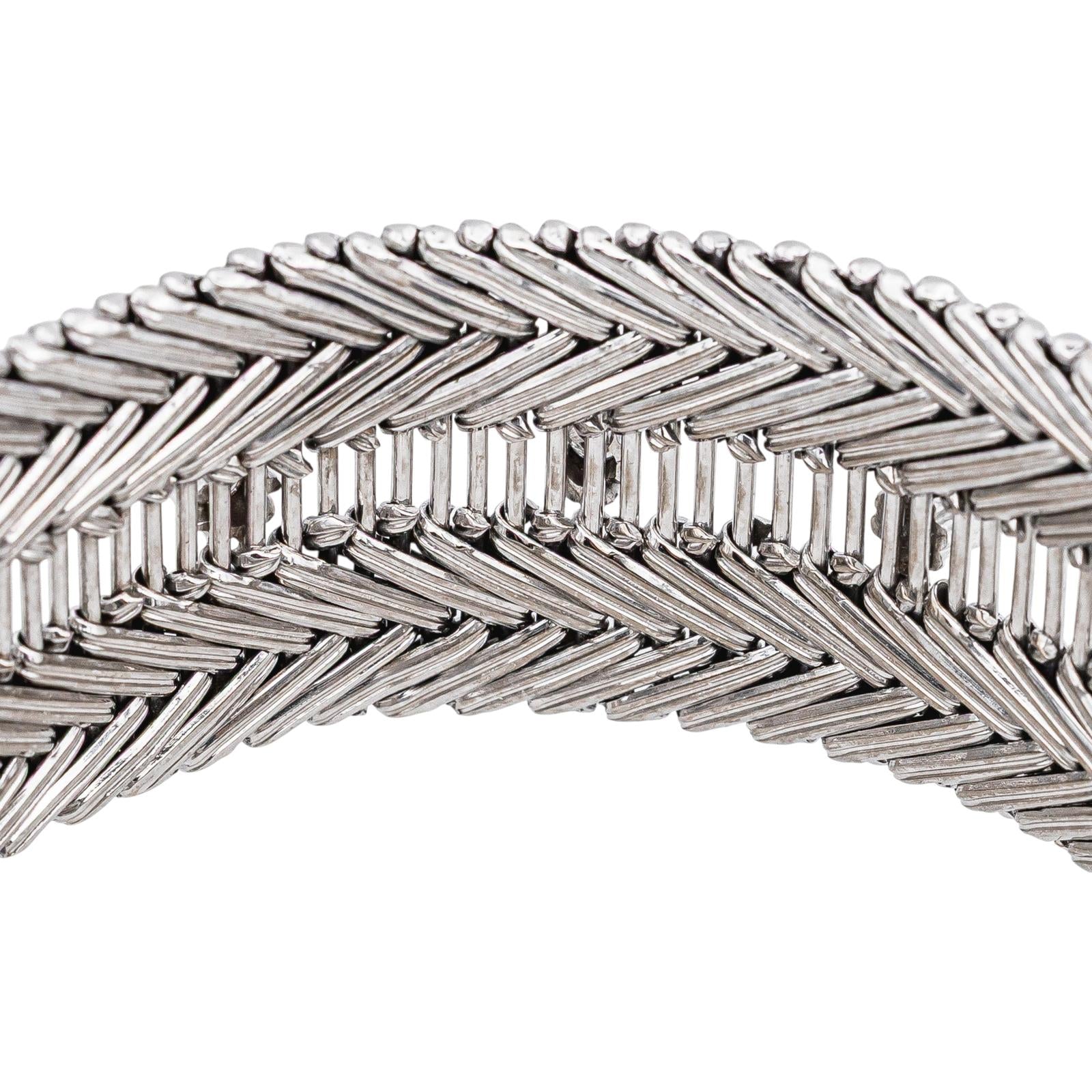 Bracelet Manchette Or blanc Diamant
