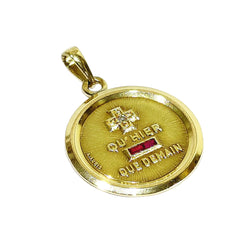 Médaille AUGIS en or jaune, rubis et diamant