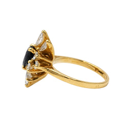 Bague Marguerite en or jaune, saphir et diamants