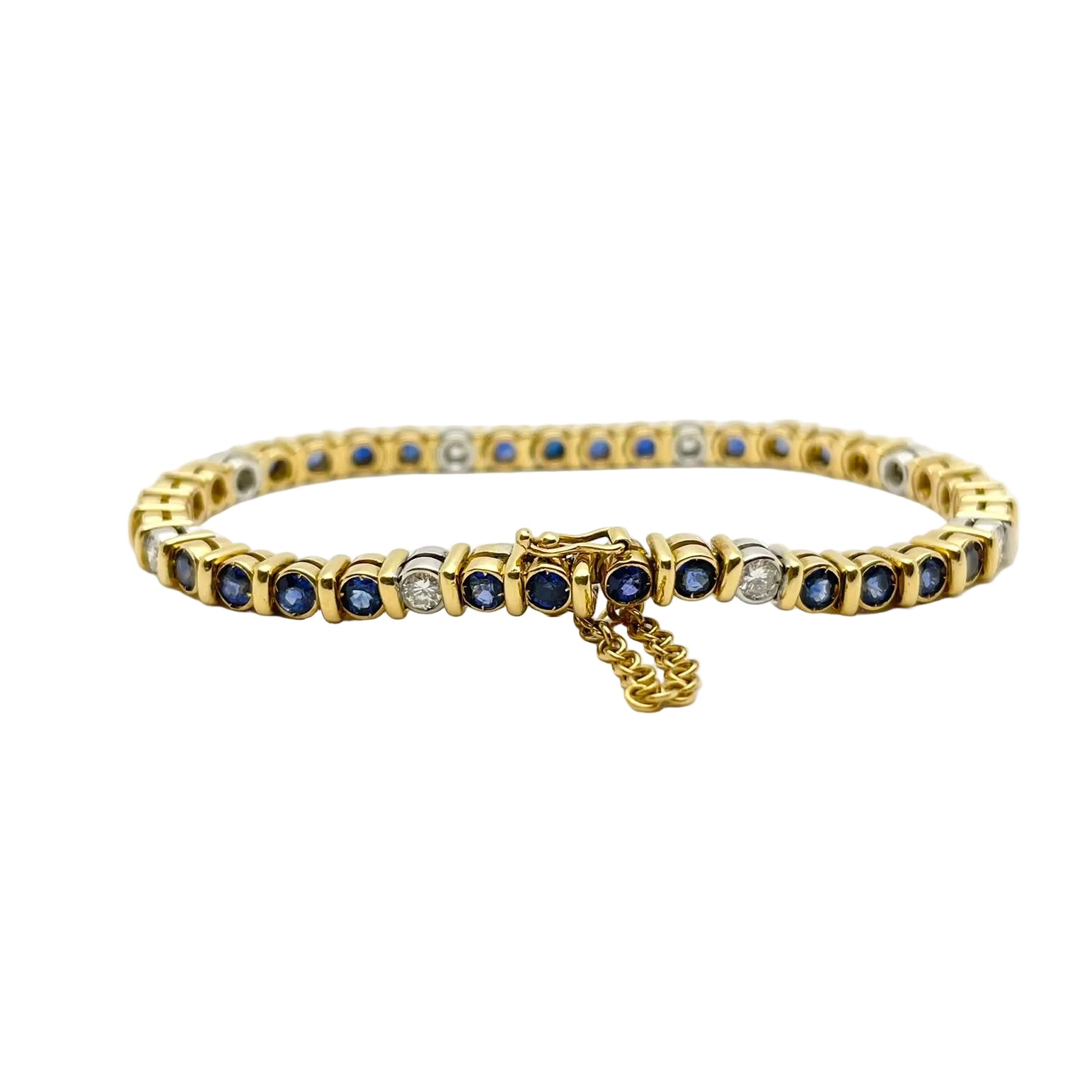 Bracelet Ligne en or blanc, or jaune, saphirs et diamants