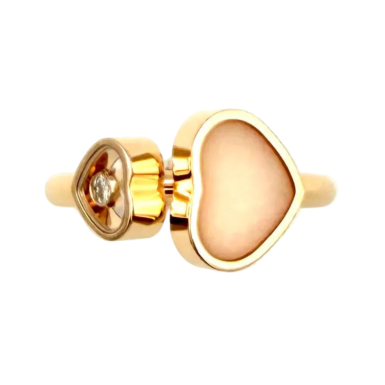 Bague Toi & Moi CHOPARD "Happy Hearts" en or rose, opale et diamant