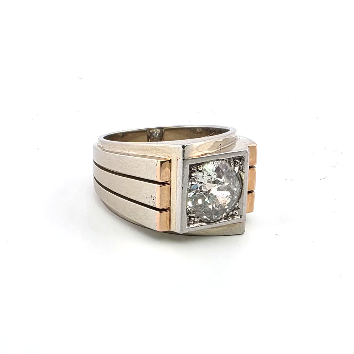 Bague Tank en or blanc, or jaune et diamants
