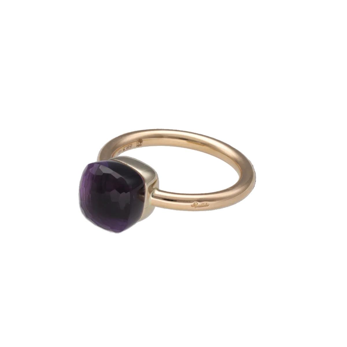 Bague Solitaire POMELLATO "Nudo Classic" en or blanc, or rose et améthyste