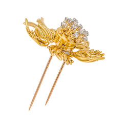 Broche Fleur Or jaune Diamant