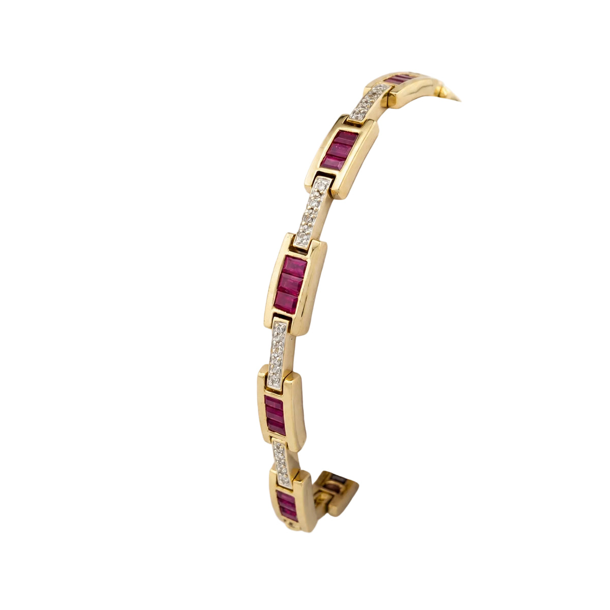 Bracelet Ligne en or jaune, rubis et diamants